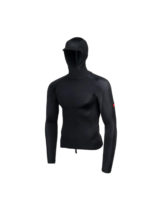Rashguard con capucha de manga larga de Florence Marine X, ropa de protección para deportes acuáticos en color negro