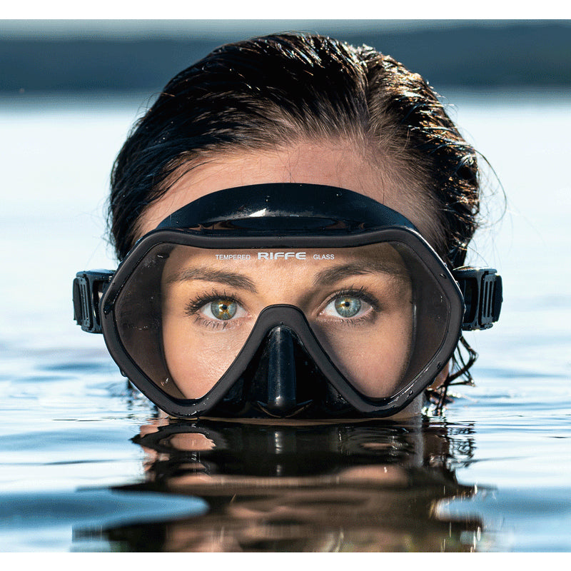 Set De Máscara Y Snorkel Premium - Frameless Negro Riffe