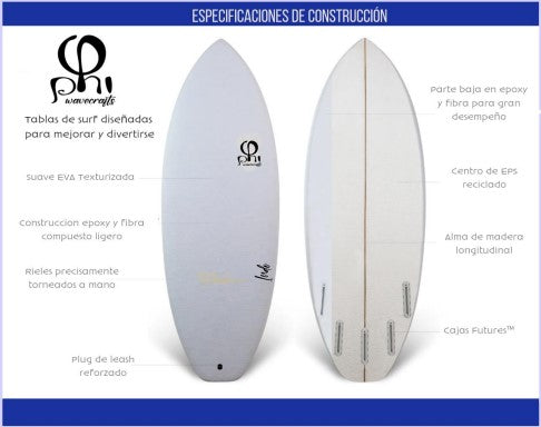Phi Surfboard Indo 5'4