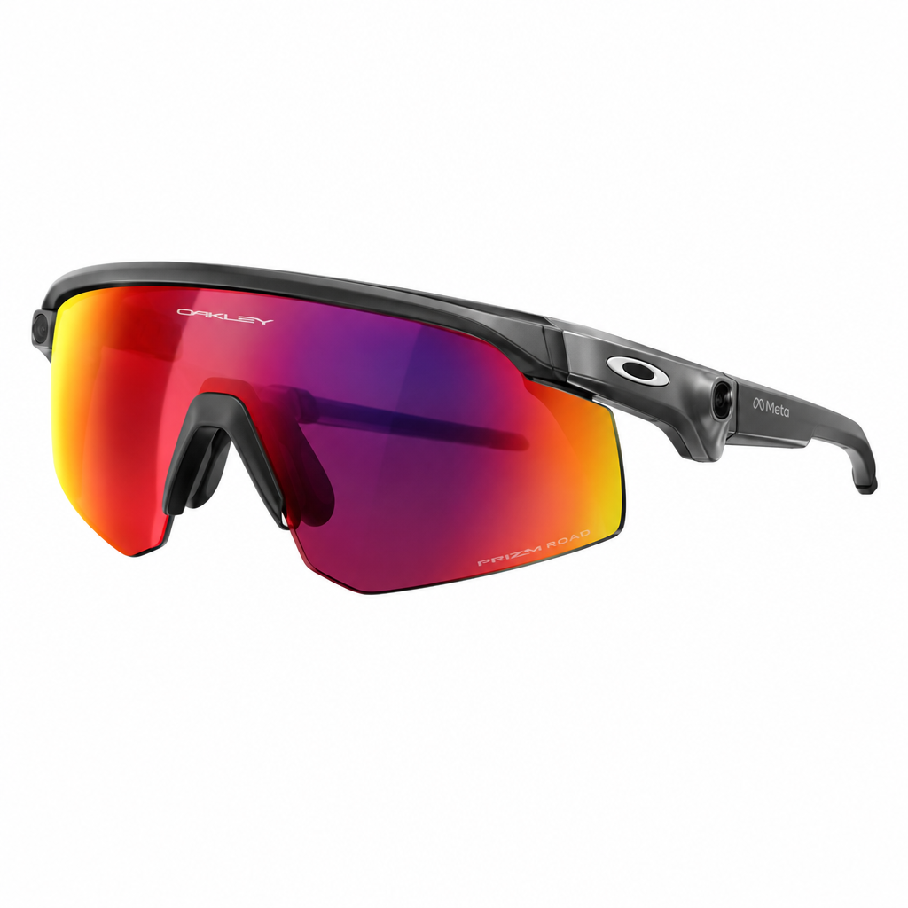 Lentes Oakley Meta Vanguard Prizm Road con lentes de color rojo y marco negro para ciclismo y actividades al aire libre.