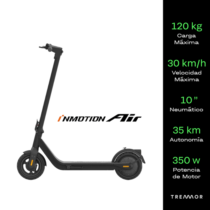 Patín scooter eléctrico Inmotion Air con diseño vertical, rueda delantera, manillar y luz frontal visible en la imagen