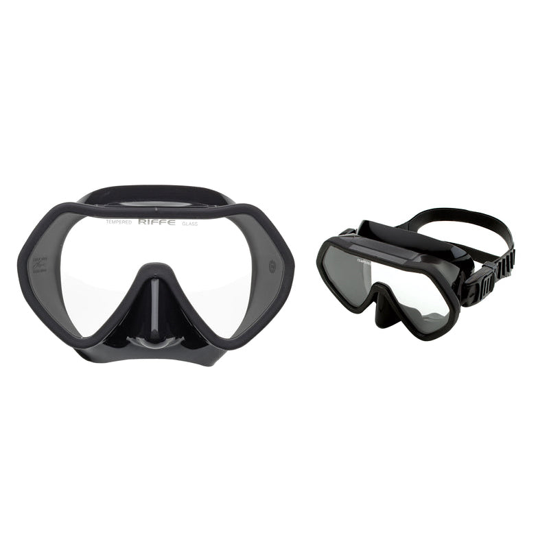 Set De Máscara Y Snorkel Premium - Frameless Negro Riffe